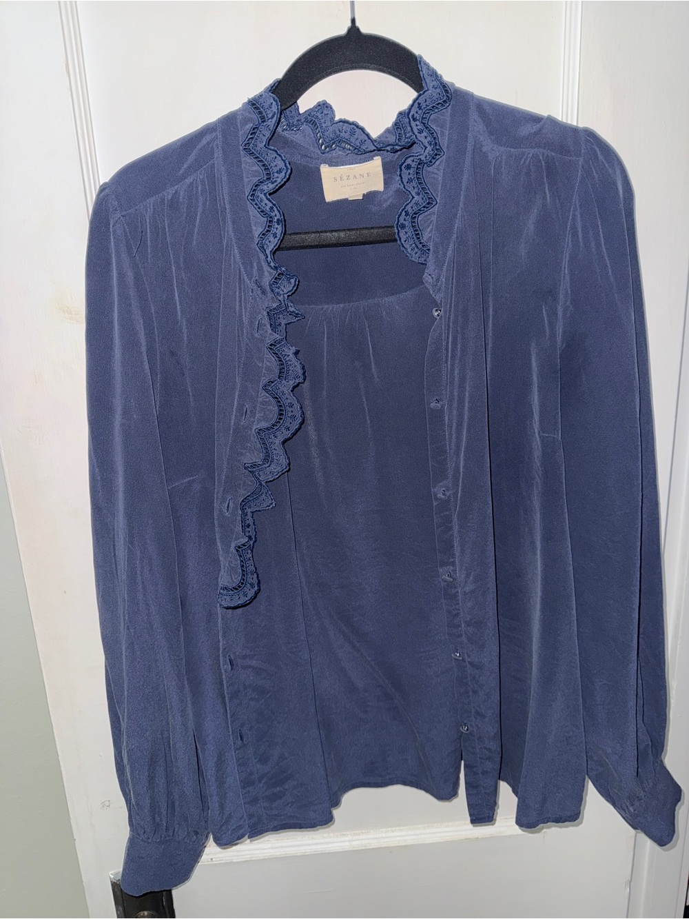 Sezane Chloé Shirt Blouse in Navy size 44